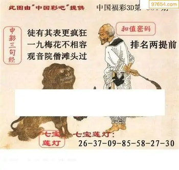 福彩3D26051期天中全套预测分析图