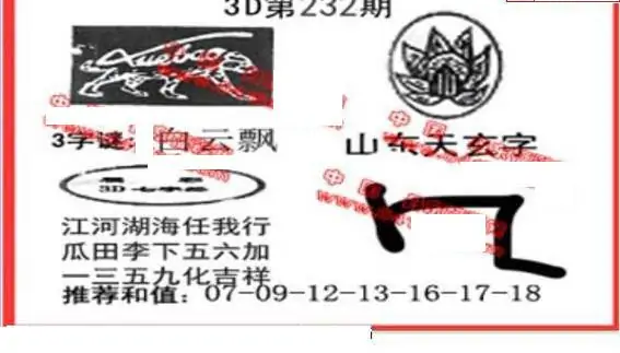 25232期: 福彩3D丹东全图分析