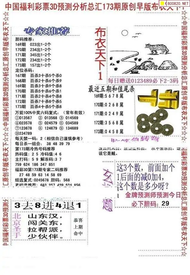 25173期: 福彩3D全套图版参考