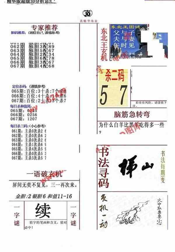 24067期: 福彩3D全套图版参考