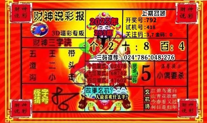 25253期: 财神说彩3D全套图版