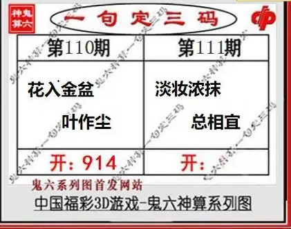 25111期: 福彩3D鬼六神算图