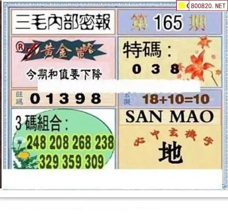 25165期: 三毛3D精品图谜