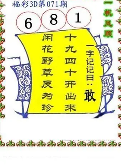 26071期: 福彩3D丹东全图分析