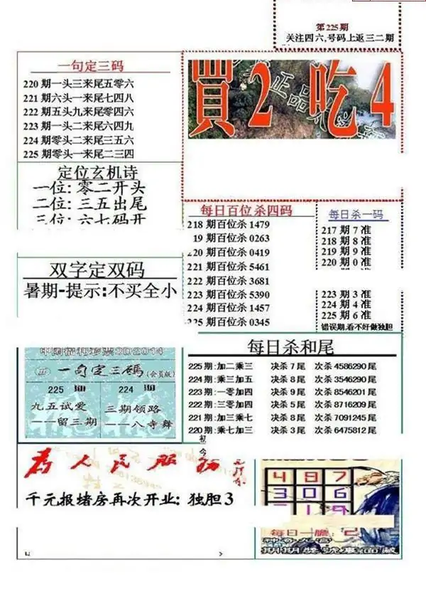 25225期: 福彩3D全套图版参考