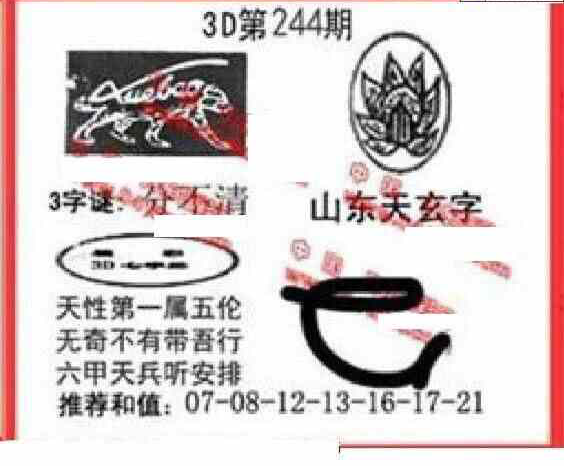 24244期: 福彩3D丹东全图分析
