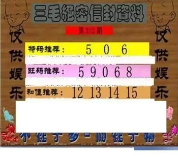 25312期: 三毛3D精品图谜