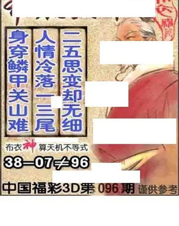 福彩3D 26096期佐罗图一掌经预测图