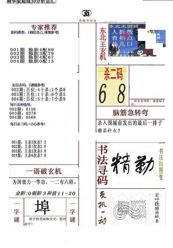 25004期: 福彩3D全套图版参考