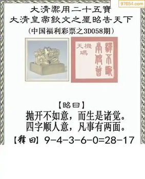 福彩3D26058期天中全套预测分析图