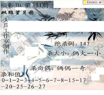 25331期: 大兵福彩3D黄金报图版