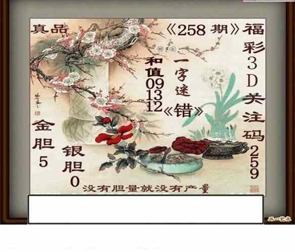 24258期: 白老3D杀码图版