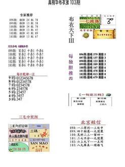 26103期: 福彩3D全套图版参考