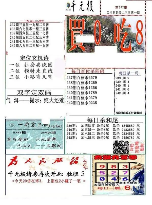 25242期: 福彩3D全套图版参考