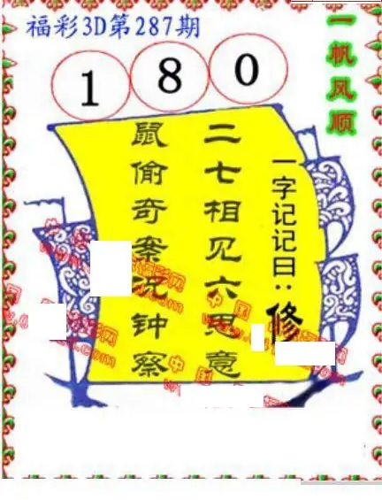 25287期: 福彩3D丹东全图分析