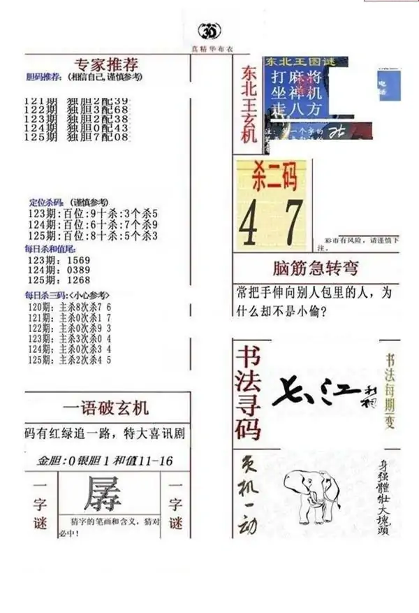 25125期: 福彩3D全套图版参考