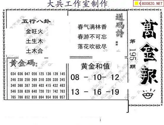 25195期: 大兵福彩3D黄金报图版