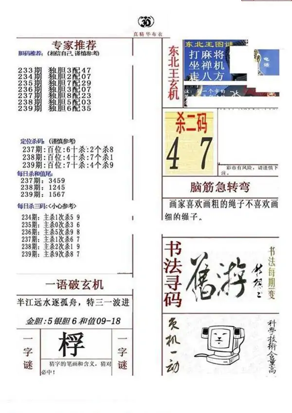 25239期: 福彩3D全套图版参考