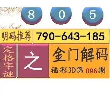 福彩3D26096期天中全套预测分析图