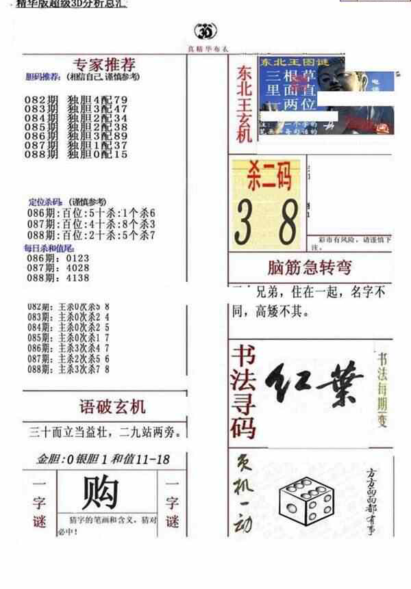 24088期: 福彩3D全套图版参考