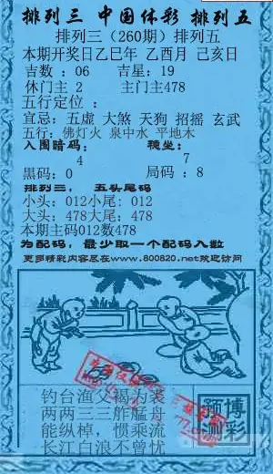 25260期: 福彩3D红黄蓝报