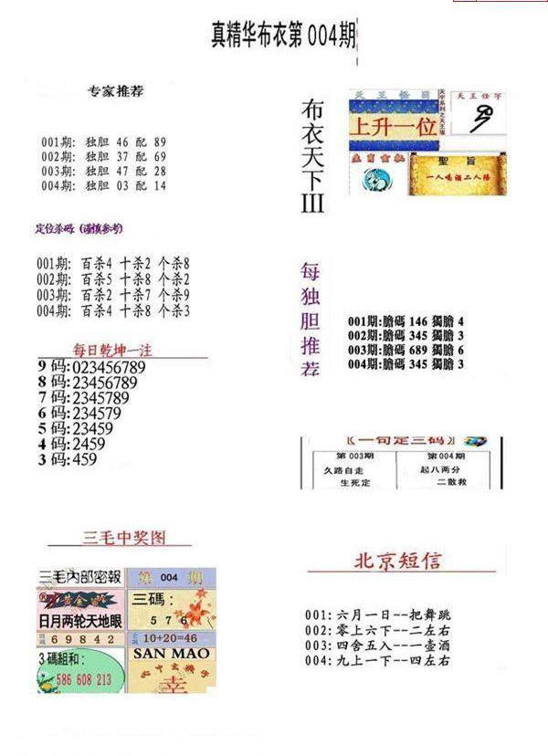 25004期: 福彩3D全套图版参考