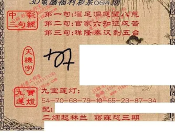 九宝图26064期福彩3D寻码图