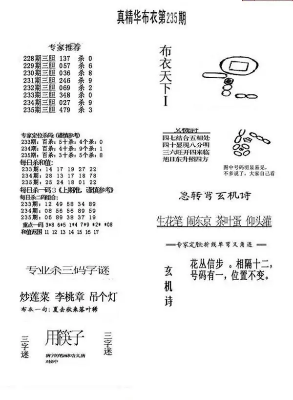 25235期: 福彩3D全套图版参考