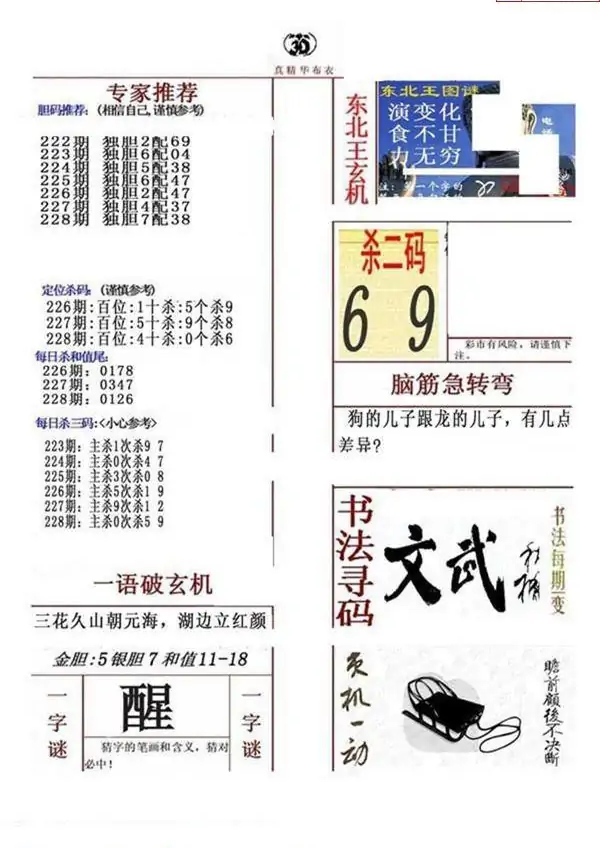 25228期: 福彩3D全套图版参考