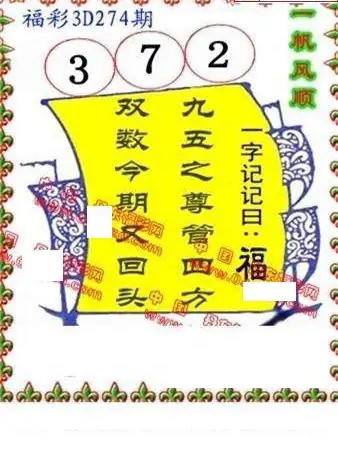 25274期: 福彩3D丹东全图分析