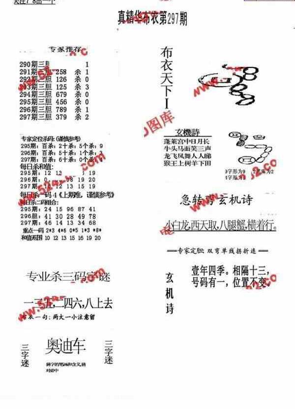 24297期: 福彩3D全套图版参考