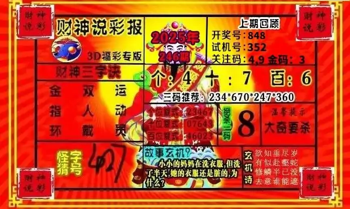 25246期: 财神说彩3D全套图版
