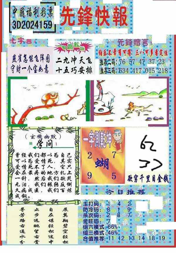 24159期: 福彩3D丹东全图分析