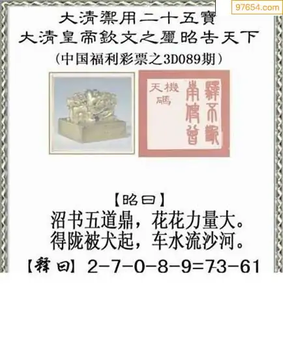 福彩3D26089期天中全套预测分析图