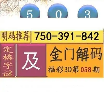 福彩3D26058期天中全套预测分析图