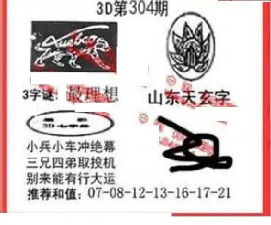 25304期: 福彩3D丹东全图分析