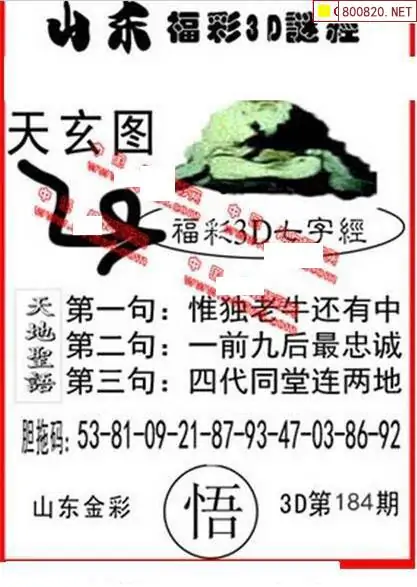 25184期: 福彩3D丹东全图分析