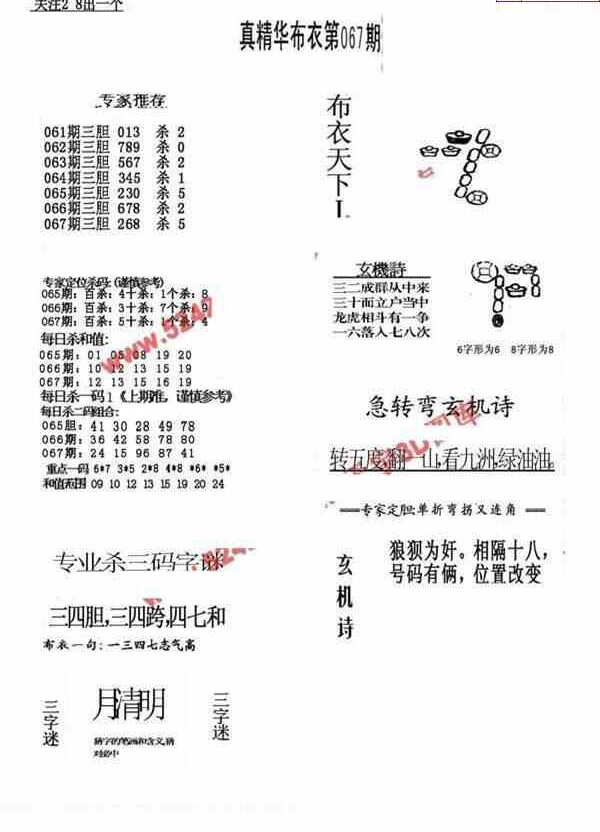 24067期: 福彩3D全套图版参考