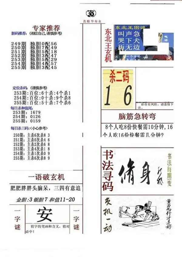 25255期: 福彩3D全套图版参考