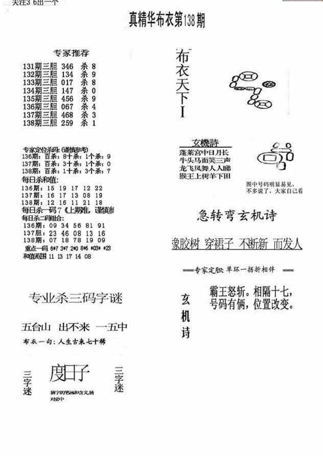 24138期: 福彩3D全套图版参考