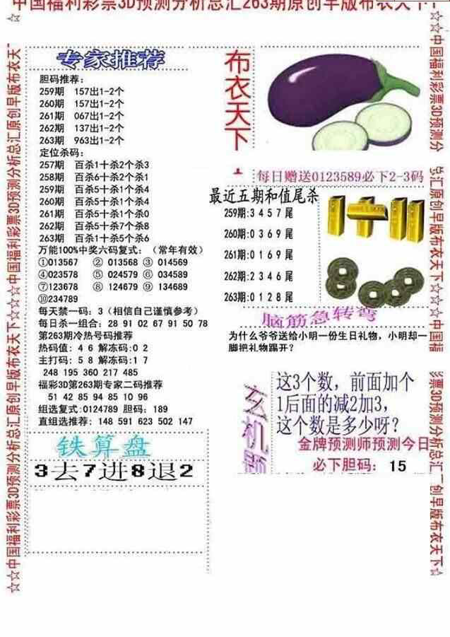 24263期: 福彩3D全套图版参考