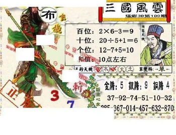 26100期: 福彩3D丹东全图分析