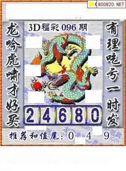 福彩3D 26096期佐罗图一掌经预测图