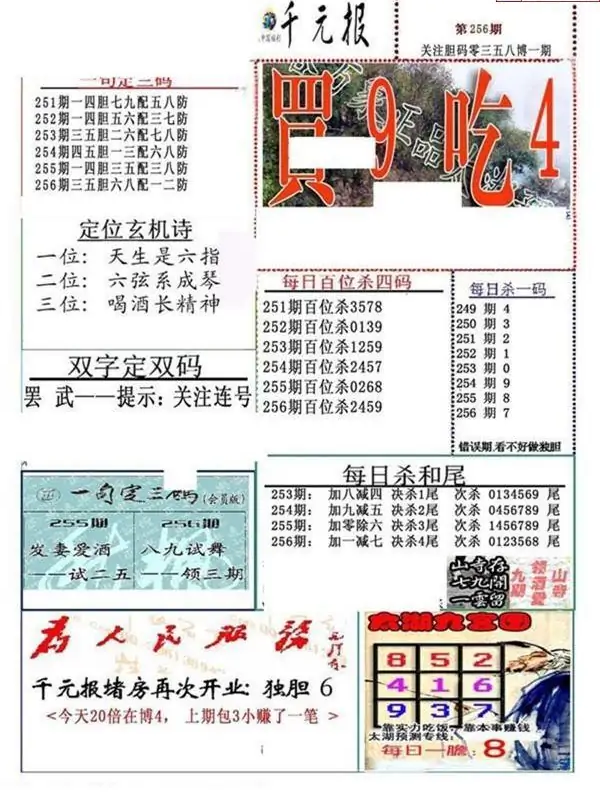 25256期: 福彩3D全套图版参考