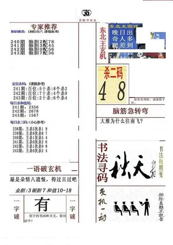 25243期: 福彩3D全套图版参考