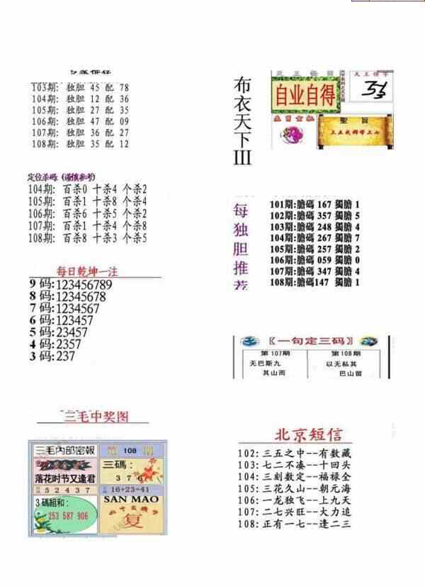 24108期: 福彩3D全套图版参考