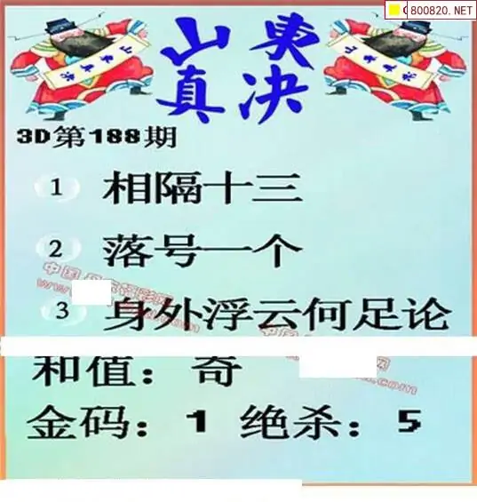 25188期: 福彩3D丹东全图分析