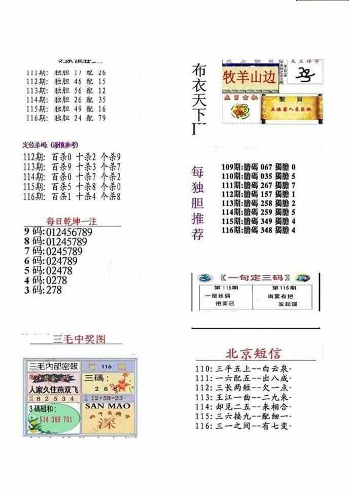 24116期: 福彩3D全套图版参考
