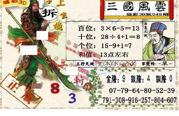 26048期: 福彩3D丹东全图分析