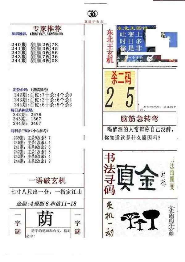 25244期: 福彩3D全套图版参考